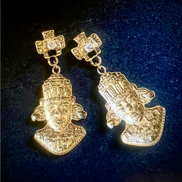 Tribal Inca Aztec Dangling Earrings 2.25” - Picture 3 of 7